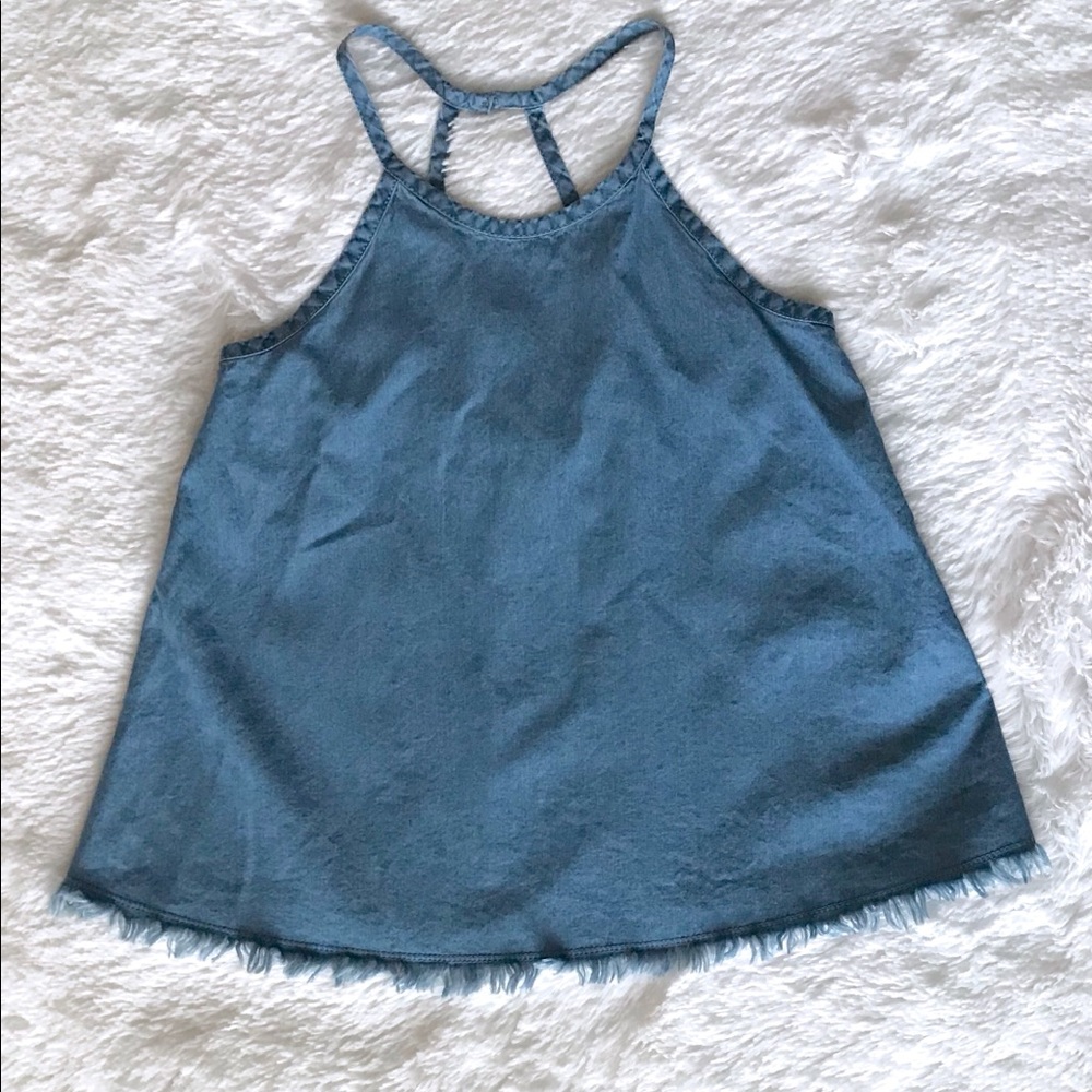 Arizona Jeans Top w/ Frayed Trim on Bottom